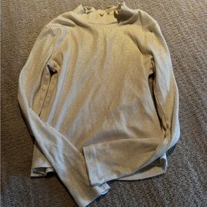 Shimmering  Gold Cream Long turtleneck ribbed Top